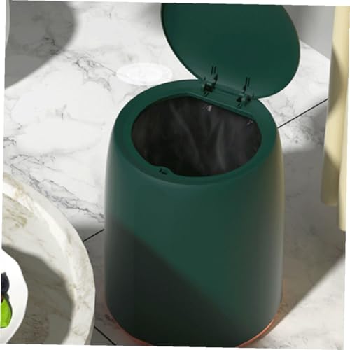 Bote de basura con prensa doble capa y tapa, 6.5 galones verde miniatura 6