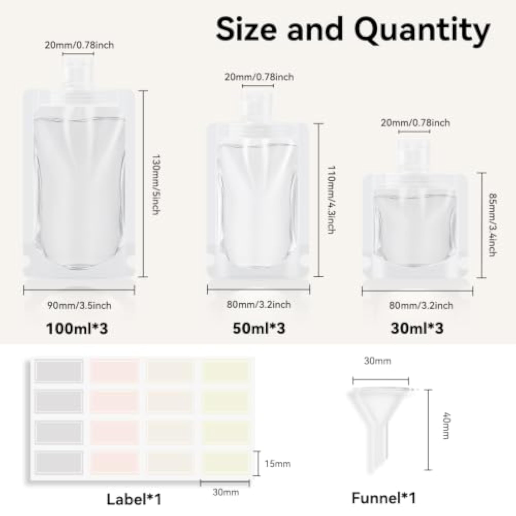 9PK Clear Travel Pouches for Toiletries