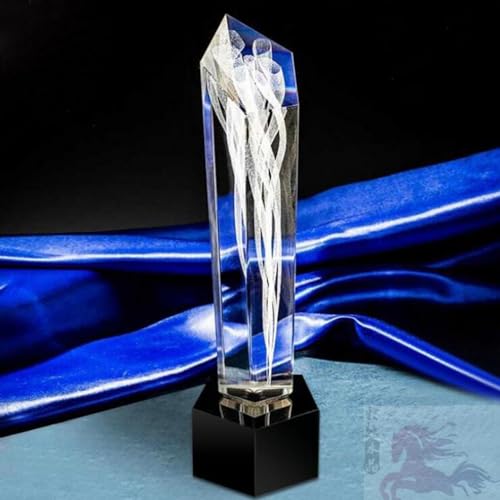 Image of BaNbe Trophies Crystal Creative, Custom Engraved Text Available, Award Crystal Medal, Custom-Made Competition Souvenirs, Gift Package (Color : B)