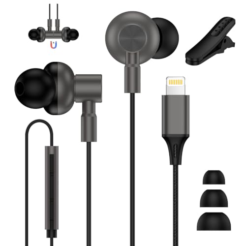 Magnetic iPhone Headphones Wired with Lightning Connector for iPhone 14 13 12 11 Pro Max SE XS XR X 8 7 6 5, Apple MFi Certified Wired Earbuds Corded Earphones in Ear Buds Microphone Volume Control