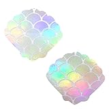 Mystical Iridescent Mermaid White Shell Nipztix Pasties Nipple Covers for Festivals, Raves, Parties,...