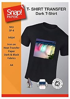 SNAP Inkjet Dark Iron On Heat Transfer T-Shirt Paper for Dark, Black and Coloured Fabrics A4 x 7 Sheets SP-4-7