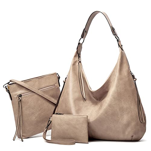 Image of Hobo Bags for Women Soft PU Leather Slouchy Bag Shoulder Purse with Zipper