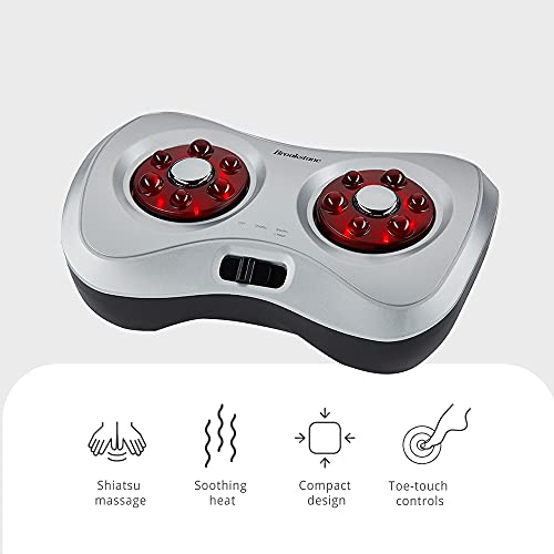 Brookstone Shiatsu Foot Massager With Heat, Compact Design, Toe-Touch Controls, Corded Power Supply, Deep Kneading For Sore Muscles, Multipoint Sensations, Soothing Heat, Lightweight #TOP1