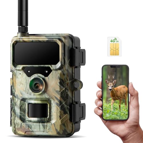 VOOPEAK 4G Wildkamera mit Handyübertragung APP, 1080P 32MP Wildtierkamera mit Nachtsicht...
