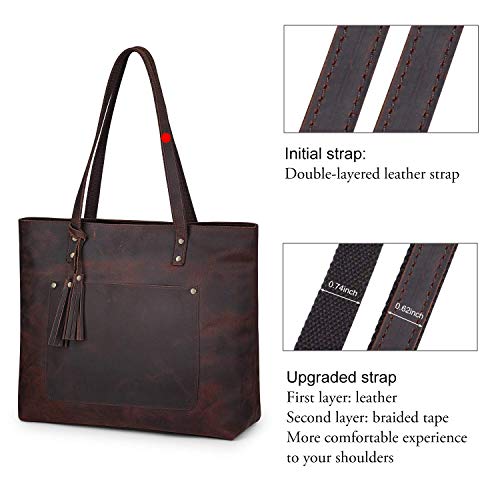Bolso Tote de Cuero Vintage para Mujer Grande de Trabajo miniatura 3