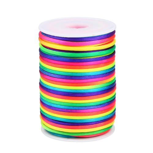 3.0 mm x 54 Yards Nylon Satin Cord Beading Braided Thread String for Chinese Knotting Rattail Macrame Bracelets Necklaces Jewelry Making (Multicolored)
