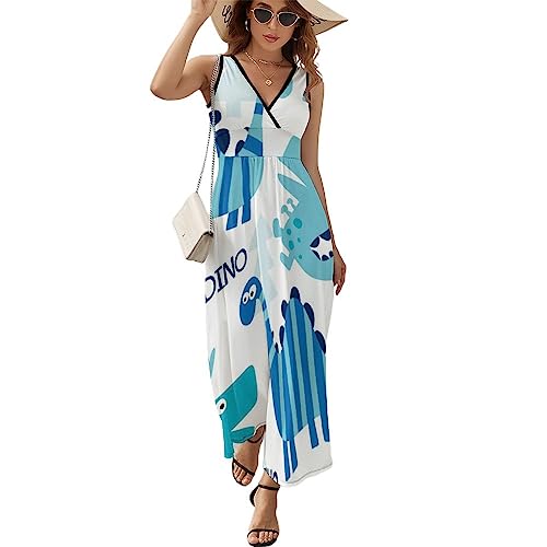 Robe à volants pour femme au motif dinosaure coloré parfaite pour vos sorties d'été en XL