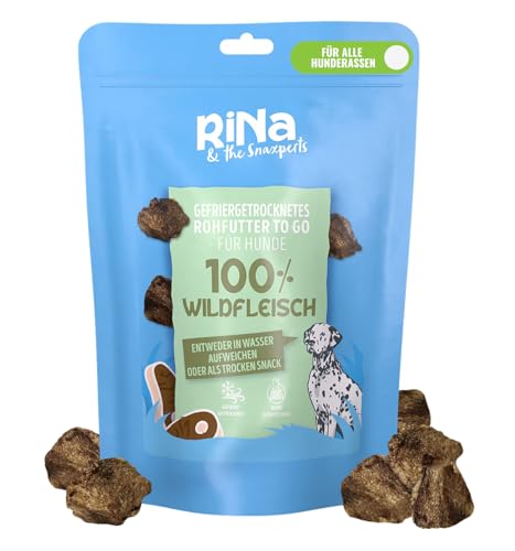 RiNa 100% Wildfleisch - Rohfutter für Hunde - 345g frisches Fleisch pro 100g - Natürlicher Geschmack und Nährstoffdichte - Gefriergetrocknet - 90g