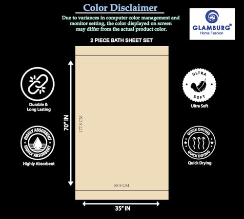 GLAMBURG 700 GSM Premium 2-Pack Oversized Extra Large Bath Sheet Set - 100% Combed Cotton - 2 Bath Sheet 35x70 - Luxury Hotel & Spa Quality - Durable Ultra Soft Highly Absorbent - Chocolate Brown