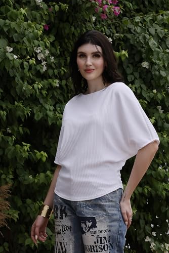 Image of Zilcon Womens Half Ballon Sleeve t-Shirt Tops Boat Neck Loose Fit Casual Workout T-Shirts