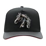 Ferreti Hats FT88 Black Horse Hat for Men & Women - Metal Horse Emblem Hat - Premium Snapback Baseball Cap, Gorra de Gallo para Hombre y Mujer