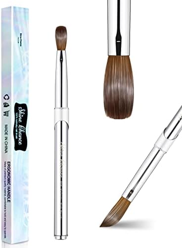 Shine Chance Acrylic Nail Art Brush Size 8, 100% Pure Kolinsky Hair Oval Nail Brush for Acrylic Application, Professional Nail Extension Manicure Tool Striping Nail Drawing Pen for DIY Home Salon