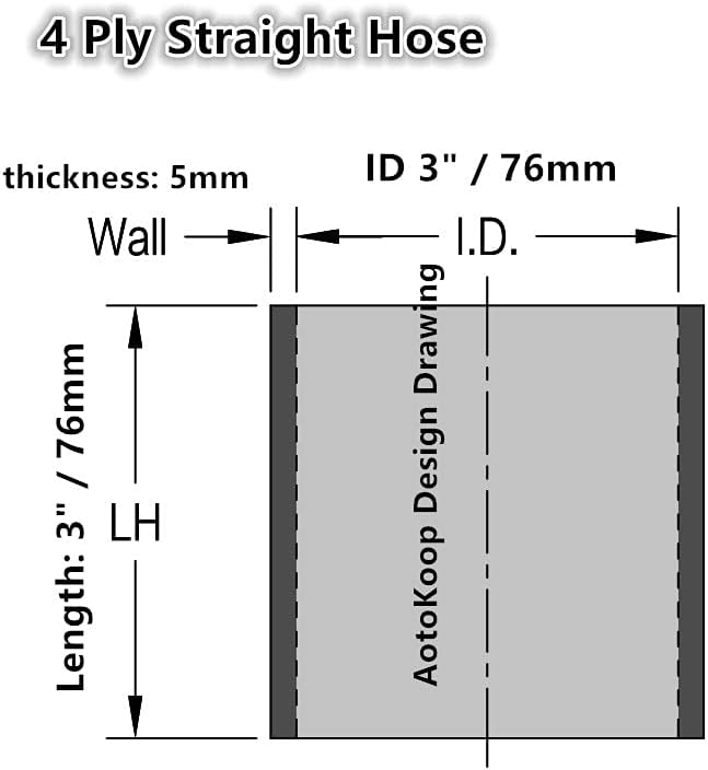 3 inch ID Straight Silicone Coupler (2-Pack), 3" Length Black