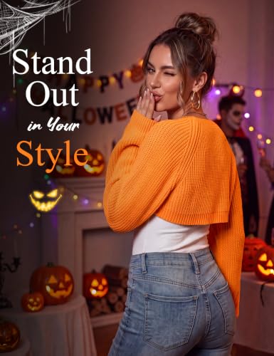 Image of Durio Women Y2K Bolero Shrug Long Sleeve Knit Cropped Cardigan | Stretchy Open Front Sweater with Drop Shoulders, Versatile Style Suits Casual Daily Wear, Travel, Party & Festival Outfits