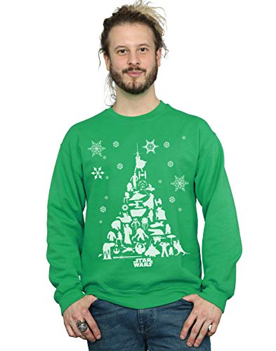 Absolute Cult Star Wars Men's Christmas Tree Sweatshirt Irish Green Large