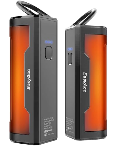 EasyAcc® Scaldamani Ricaricabile Elettrico,10000mAh Scaldamani Magnetico USB-20 Ore/Portatile/Riutilizzabile con Powerbank per Sciare Golf Alpinismo Campeggio