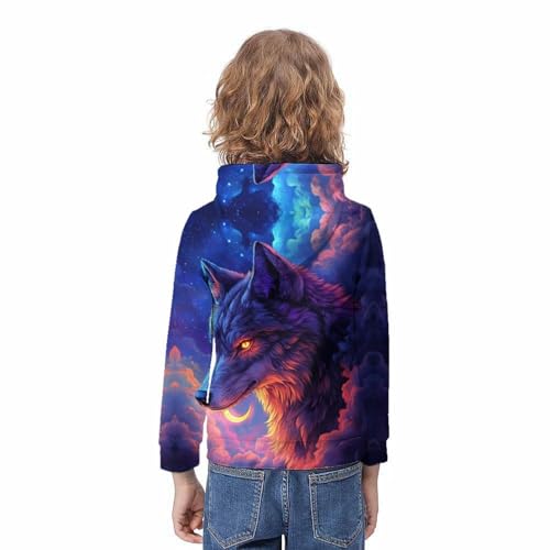Pull à capuche 3D loup pour filles sweat-shirt manches longues - 4