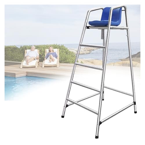 Portable Life Guard Chair for Pool, Beach/Lake/Deck Lifesaving Observation Stool 71 59 47inch High, Freestanding Stainless Steel Referee Chairs for Tennis Volleyball Swimming Competition(180cm(70.9in)