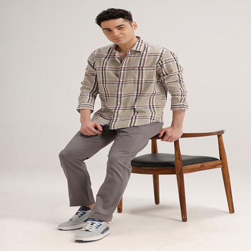Image of BASICS 100% Cotton Checked Shirt for Men | Slim Fit | Everyday Smart Casual Wear | Full Sleeve