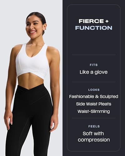 Aoxjox High Waisted Yoga Pants for Women Hidden Scrunch Cross-Waist Buttery Soft Crossover Workout Venus Leggings 26"3