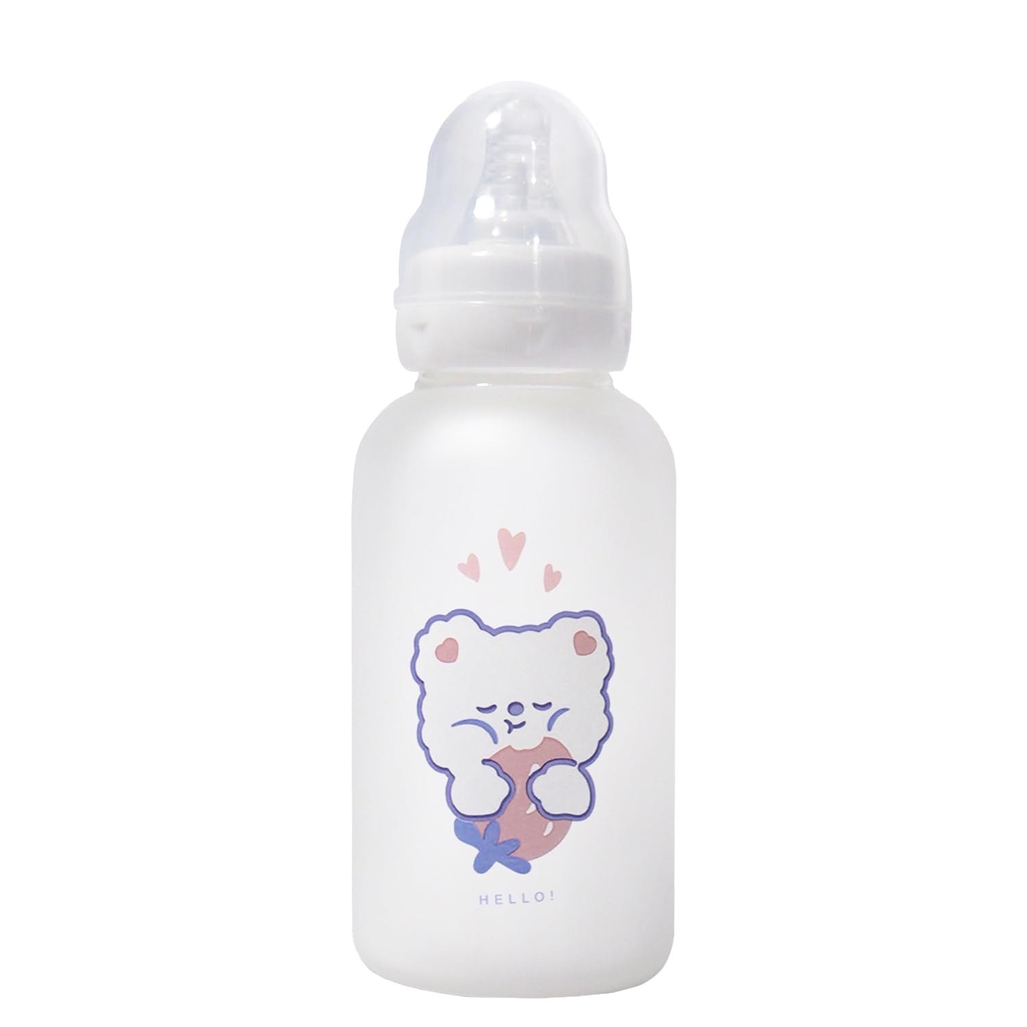 CutiePlusU Adult Glass Feeding Bottle 300ML Silicone Teat BPA Free