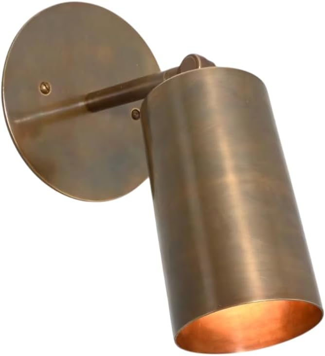 Handcrafted Brass Mid Century Modern Spotlight Fixture, Adjustable Cylinder Directional Light for Kitchen, Living Room, Gallery, Bedroom – Handmade Solid Brass Focus Lamp 1 Piece (Matt Black)