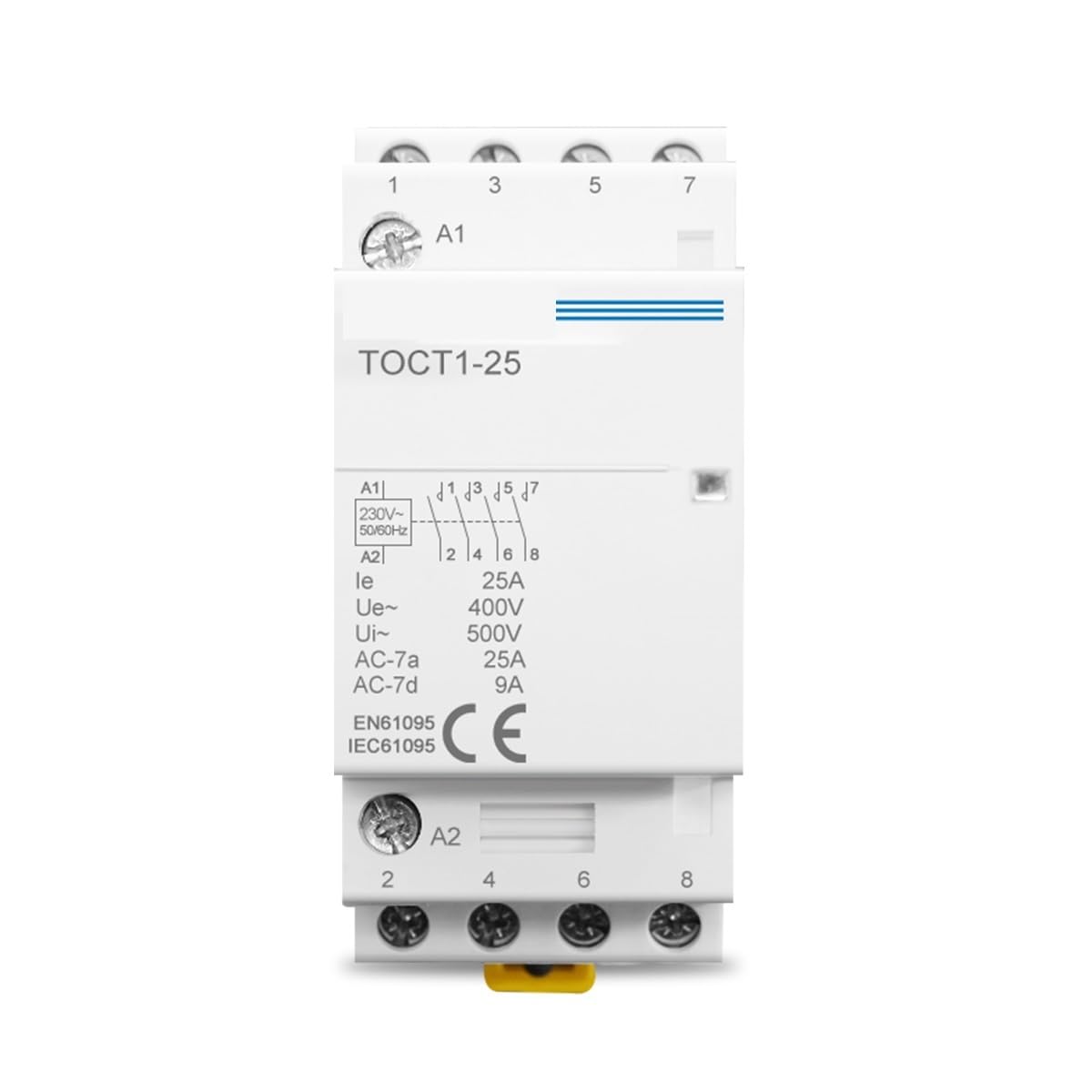 Stycznik modułowy domowy TOCT1 4P 25A 2NC 2NO 220V/230V 50/60HZ szyna DIN (110V, 2NO2NC)
