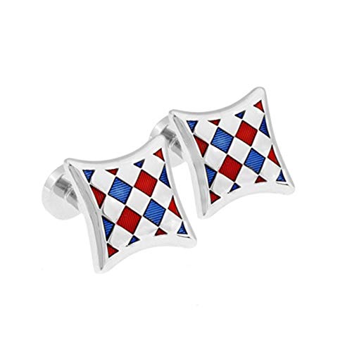 Mancuernillas KnBoB para hombre plateadas rombo miniatura 1