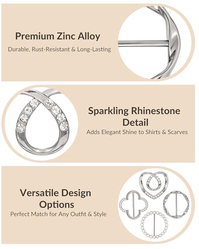 Image of 4PCS Scarf Ring Clips for Women Shirt Clips to Tighten Fashion Accessories