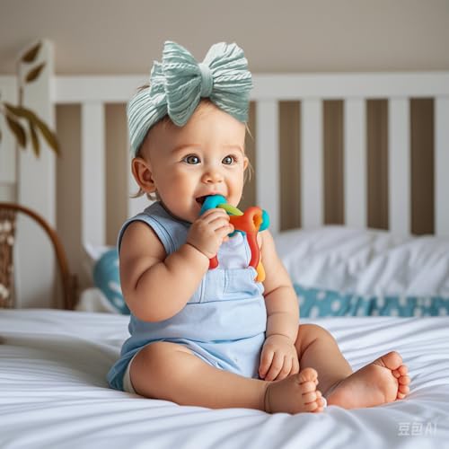 Baby Nylon Headbands Soft Hair Bow Elastics Hairbands Accessories for Baby Girls Newborn Infant Toddler Kids (Blue)2