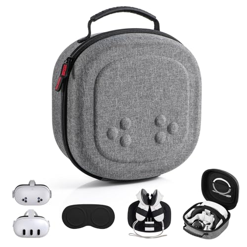 Tasche für Meta Quest 3S/Quest 3, Reisen Lagerung Tragetasche Kompatibel mit VR-Headset, Touch Controllern und Anderem Zubehör, Hartschalen Tasche für Reisen und Aufbewahrung