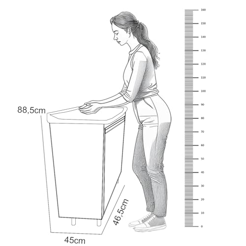 Tanque de Lavanderia Plástico 26L com Gabinete MDF e Torneira de Bancada (Cinza)