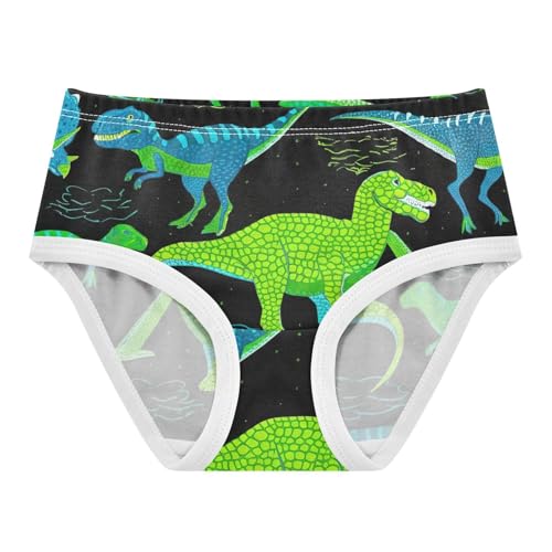 Kids Underwear Girls, Dinosaurs Green Blue Black Toddler Girl Panties, Cotton Girls Underwear, 2T–8 Years - Main Image