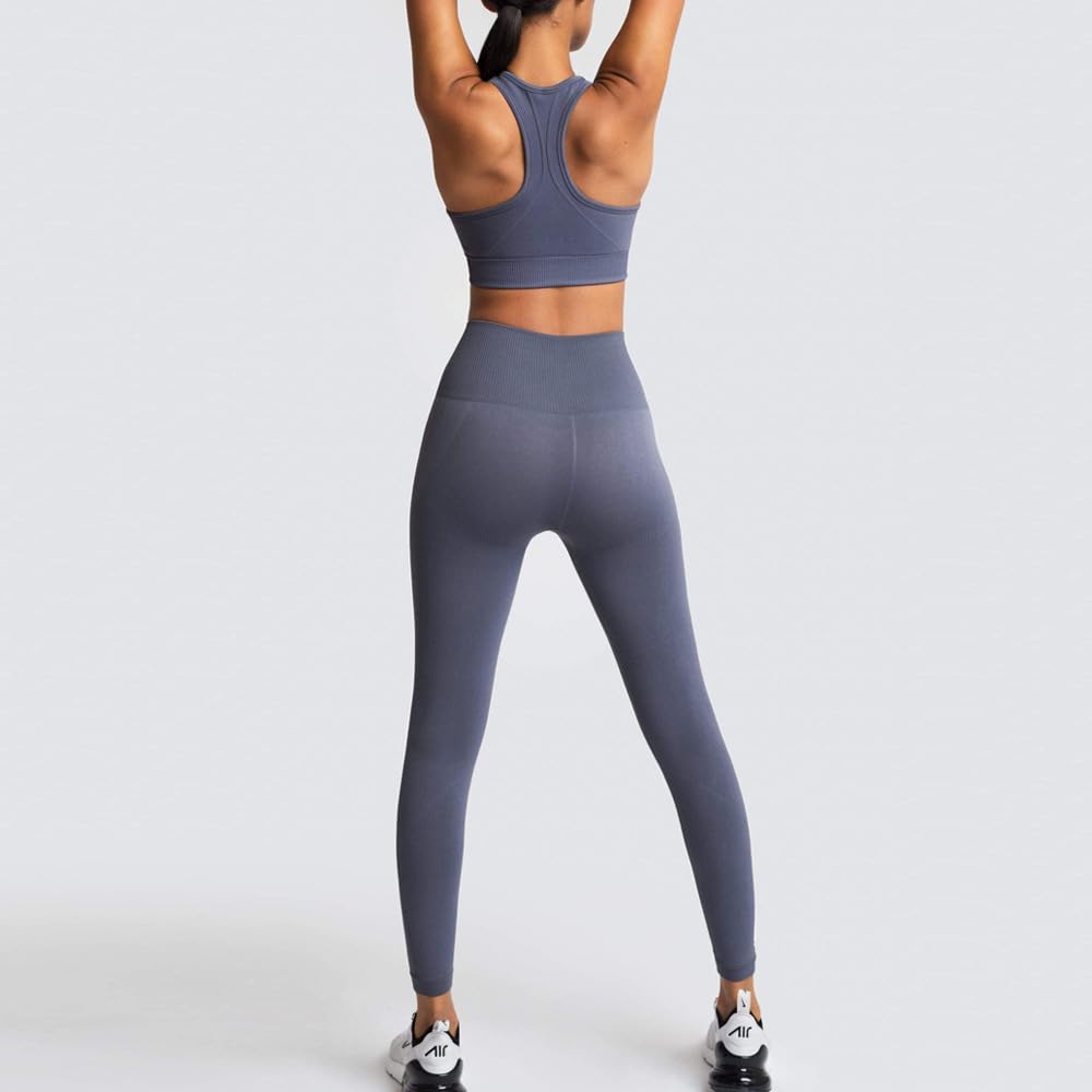 Move Comfortably in Seamless Knit Women's Activewear Top e Bottom per Yoga Gym Sessions Moisture Management