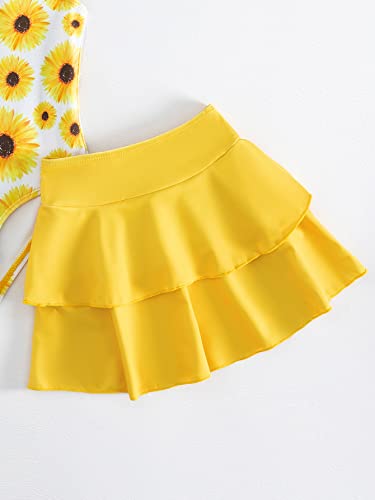 WDIRARA Toddler Girl's Floral Print One Piece Swimsuit with Beach Skirt Cute Bathing Suits4