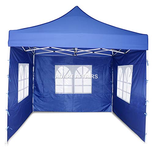 Invezo Gazebo Tent/Outdoor Tent 10 x 10 ft (24 kgs, Blue) Water Proof Tent, with 3 Side European Covers,Canopy Tent/Portable & Foldable – 2 mins Installation