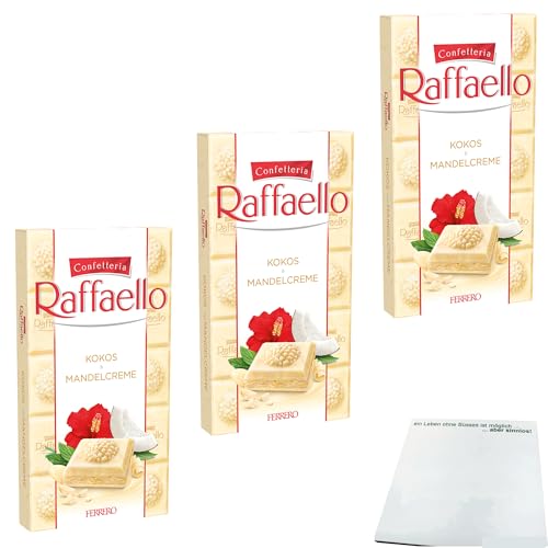 usy Bundle für Ferrero Schokolade Raffaello Kokos und Mandelcreme 3er Pack (3x90g Tafel) + usy Block