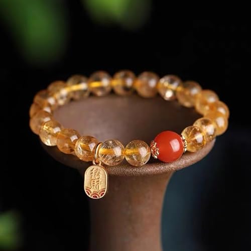 Natural Crystal Beads Stretch Bracelet with Gold Plated Charm for Women - Perfect Positive Gifts for Women2