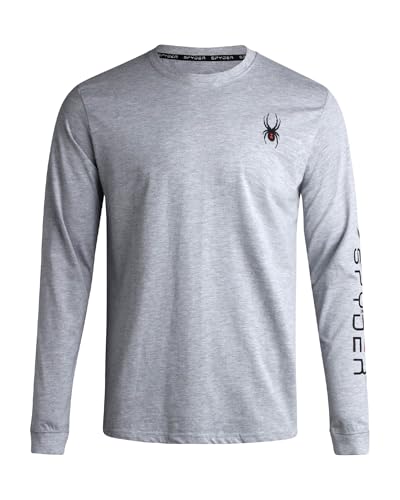 Spyder Men's Long Sleeve Tee Shirts - Mountain Top Printed Crewneck Graphic Tee - Casual Long Sleeve Shirts for Men (S-XXL)