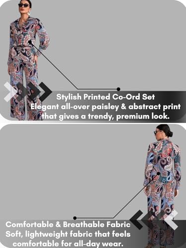 Image of GRECIILOOKS Women Ethnic Co-ord Set | Casual & Festive Cord Set's | Floral Printed Outfits | Summer Stylish | Regular Fit Pajama Sets