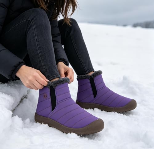 Image of Eagsouni Womens Mens Snow Boots Winter Slip On Shoes