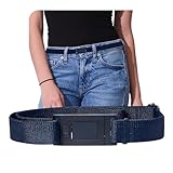 BELTAWAY NARROW for Women No Show Adjustable Stretch Belt – Designed to Fit Through Skinnier Belt Loop-Invisible Flat Thin Buckle, Flexible Fit, Easy to Use, & Ideal for Everyday Wear–1 Inch Wide