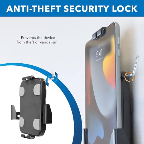 Image of Mount-It! Anti-Theft Tablet Wall Mount | Lockable, Adjustable Clamps for Tablets 7.9-11 Inches, Full Motion Tilt, Swivel, Rotation, VESA 75x75, Perfect for Retail, Office, Hotels, Black