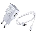 Original Samsung Cargador de red Plus cable de datos original Samsung – Cable de carga (Micro USB) – Voltaje de entrada: 100 – 240 V, 50 – 60 Hz, 0,35 a – Voltaje de salida: 5,3 V – 2 Ampere