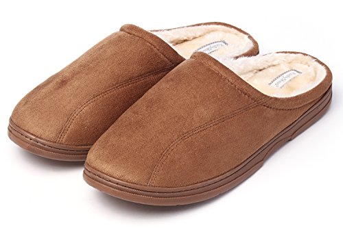 KushyShoo Mens Slippers, Indoor Outdoor Slipper for Men, Cozy Clog House Slippers, Brown