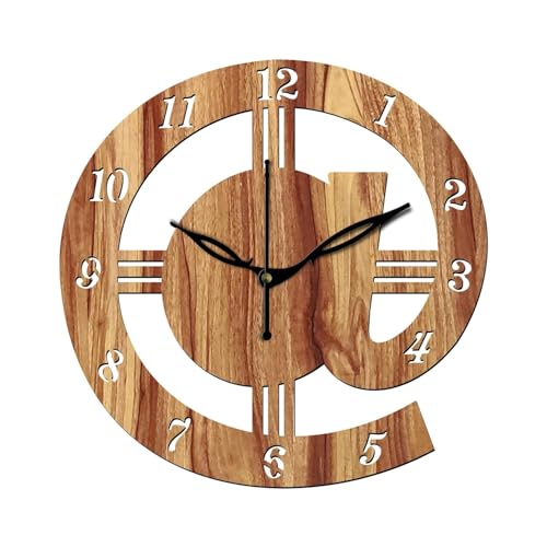 Image of SKYVILLA 12 Inch Wooden MDF Analog Wall Clock with English Numerals with Unique Design | Silent Quartz Movement | Lightweight Without Glass Design for Home