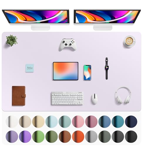 Image of Aothia Faux Leather Desk Mat - Large Mouse Pad, Non-Slip PU Leather Blotter, Waterproof Writing Surface for Office and Home (Soft Lavender, 63 inch x 24 inch)