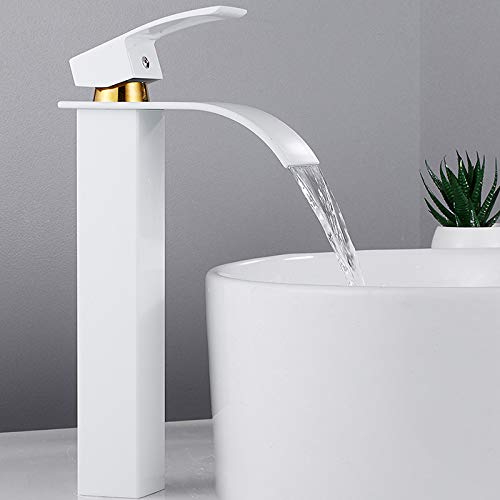 Wrightjp 洗面水栓 シングルレバー 混合水栓 浴室用蛇口 洗面台 水栓 手洗いボウル用 立水栓 台付 高い 滝状吐水口