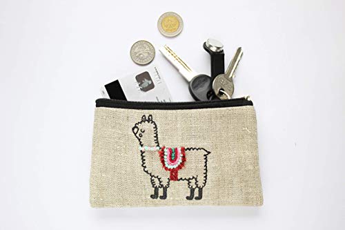 Alpaca Coin Purse Small Embroidered Llama Wallet Linen Zippered Pouch For Women Change Wallet #TOP5